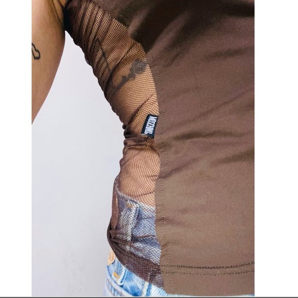 MOSCHINO - 90s Sheer Back Mesh Tank in Brown - Picture 2 of 5